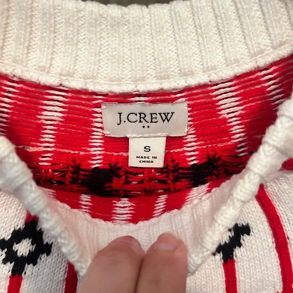 J. Crew Red and Black Crew Neck Sweater - Picture 3 of 3